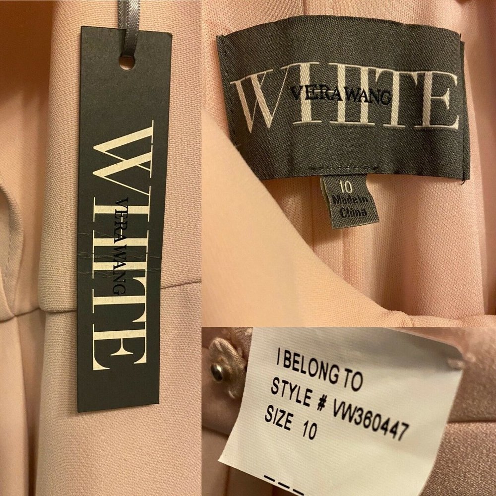 White By Vera Wang Bridesmaid Ruffled Double Cloth Dress Pink 10 New with tags - Picture 11 of 12